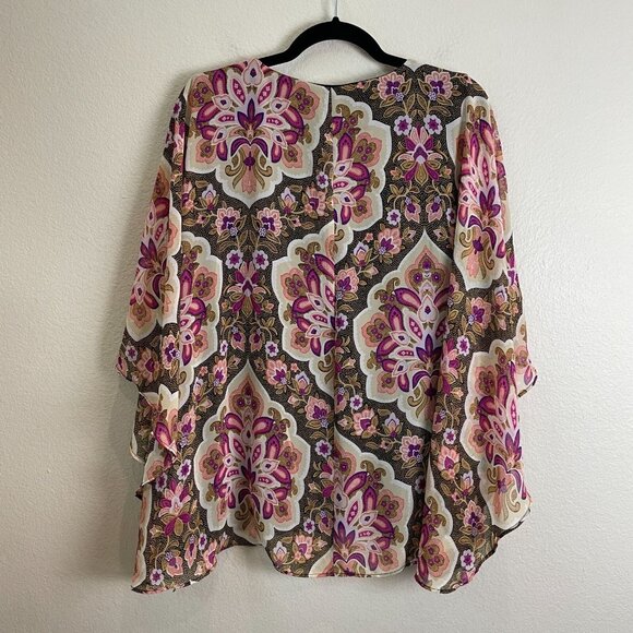 JM Collection Womens Plus 1X Top Poncho Overlay with Attached Tank Top Blouse - Picture 13 of 14